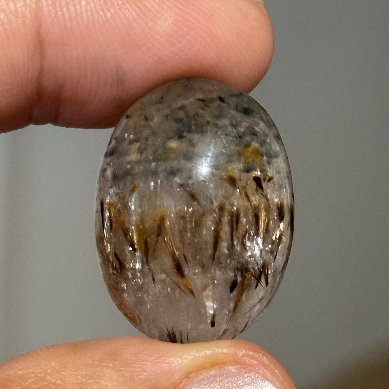 35ct 25.5x19x9.5mm Smooth Oval Cacoxenite Cabochon High Dome Power Stone