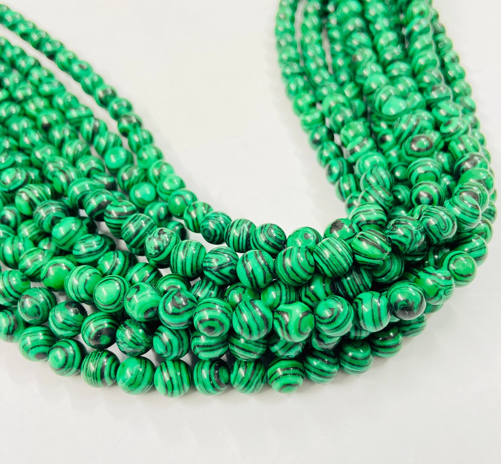 Malachite Beads 15” Strand – Smooth Round Healing Gemstones For Jewelry Making