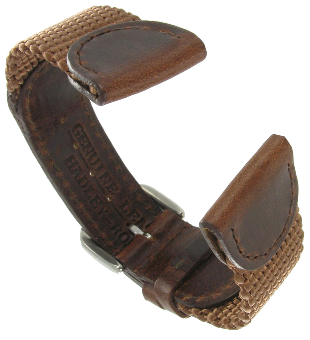 NEW Hadley Roma MS866 Brown/Black Genuine Leather/Nylon Band “Swiss Army”