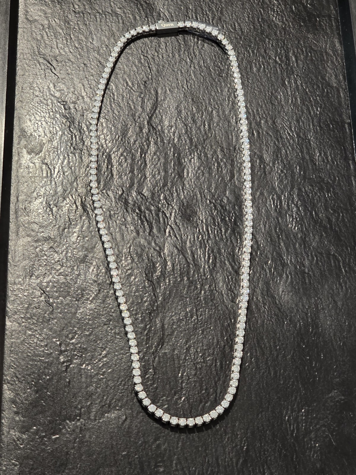 Qorn Moissanite Tennis Chain 3mm 18″ GRA Certified Flawless FL D Color 3EX Steel