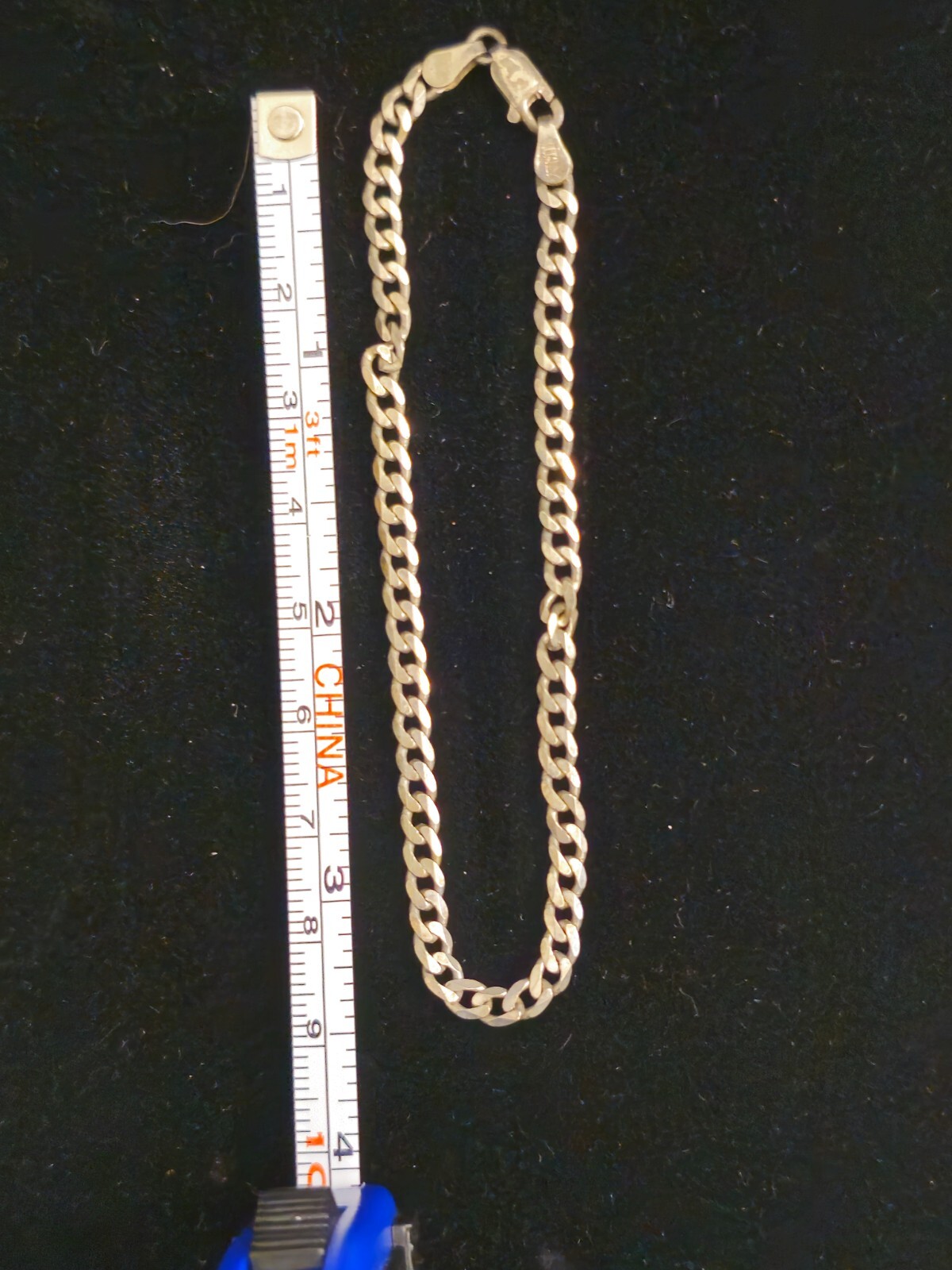925 Italian Sterling Silver 4mm wide Curb Link Chain Bracelet 7.25″