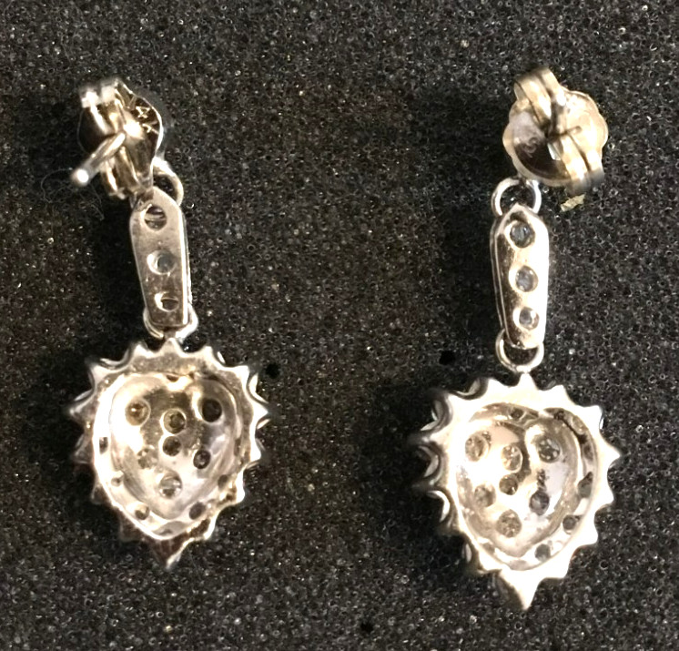 Vintage 14kt 4.00gm White Gold and 2.00cttw Natural Diamond Earrings Stud Style