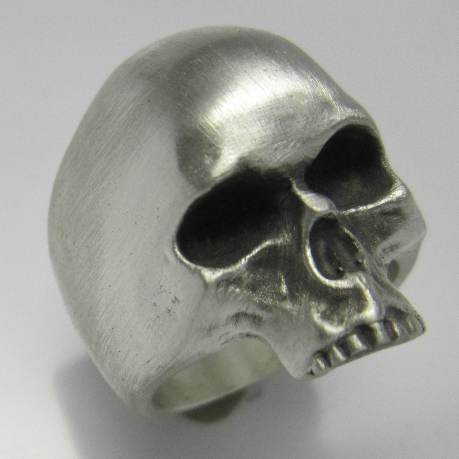 MJG STERLING SILVER UBER SKULL RING. SATIN FINISH. BIKER. FREE SIZING
