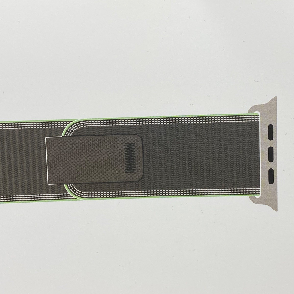 Apple Watch Strap Band 49mm Green Neon Trail Loop Natural Titanium Finish S/M