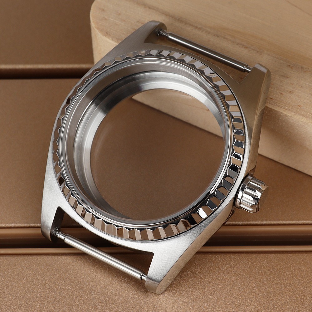 38.5mm NH34 Watch Case with Fluted Bezel Date 316L Steel For Seiko NH34 35 36 38