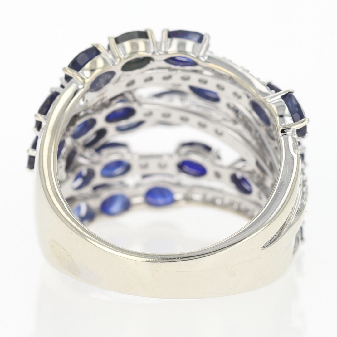 EFFY 5.90ctw Oval Sapphire with Diamond Multi-Row Ring 14k White Gold Size 7.25