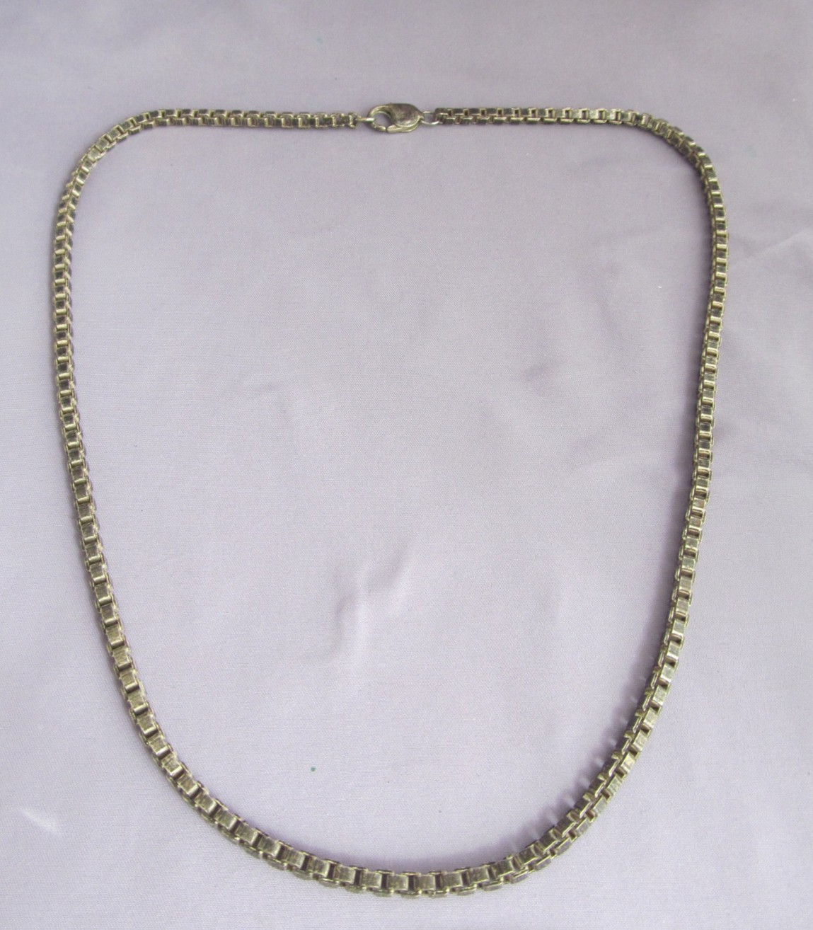 VINTAGE HUGE MENS HEAVY CHUNKY STERLING BOX CHAIN NECKLACE 4MM 23 1/2″ 50g