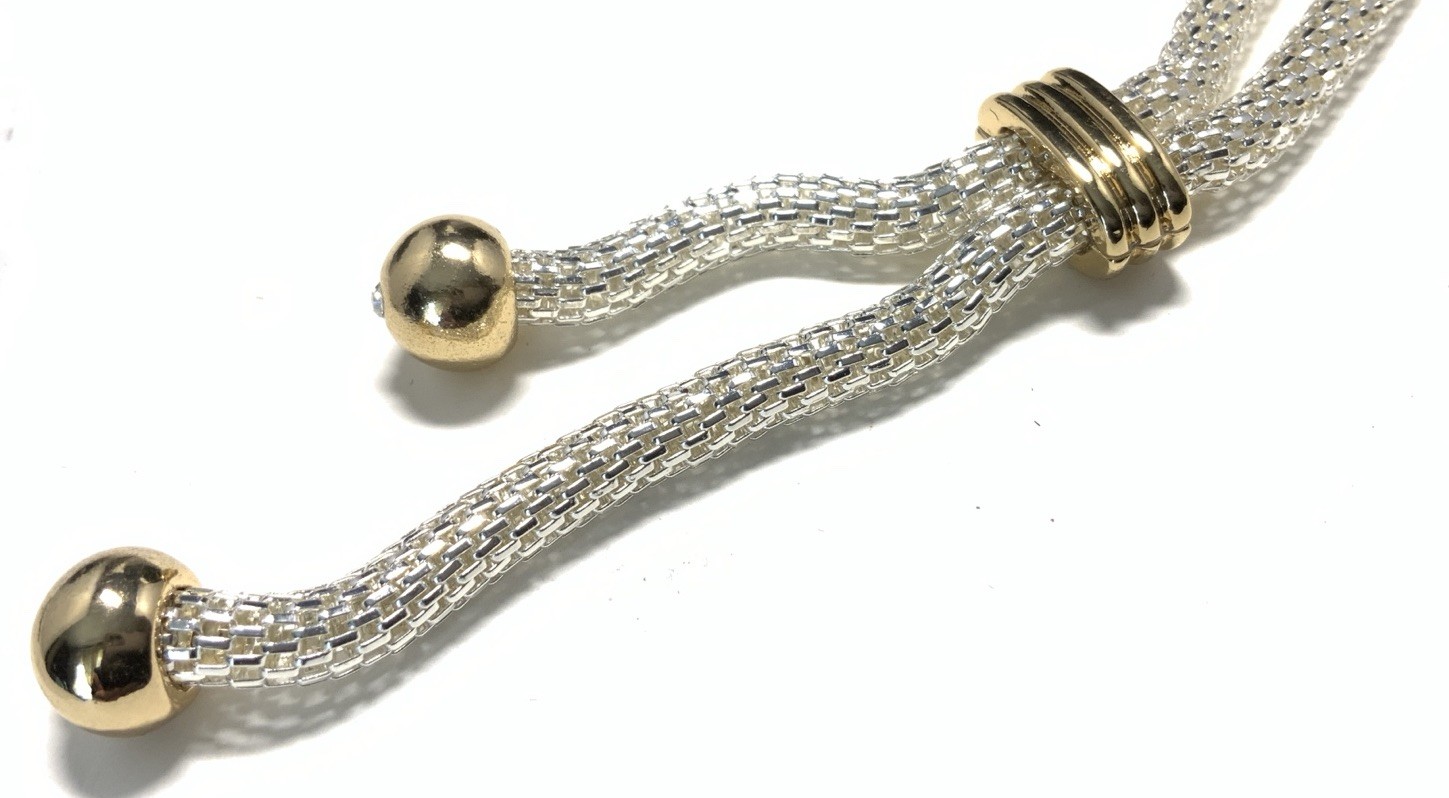 Avon Two Tone Long Mesh Necklace Silvertone 20.5-inches New in Box LW122