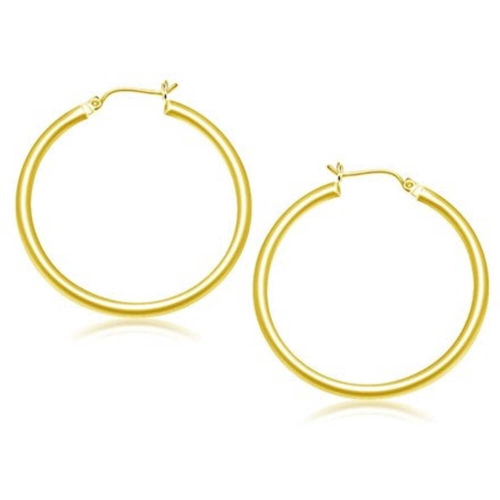Diamond Designs Yellow 14K Large 3mm x 40mm Hoop Earrings*
