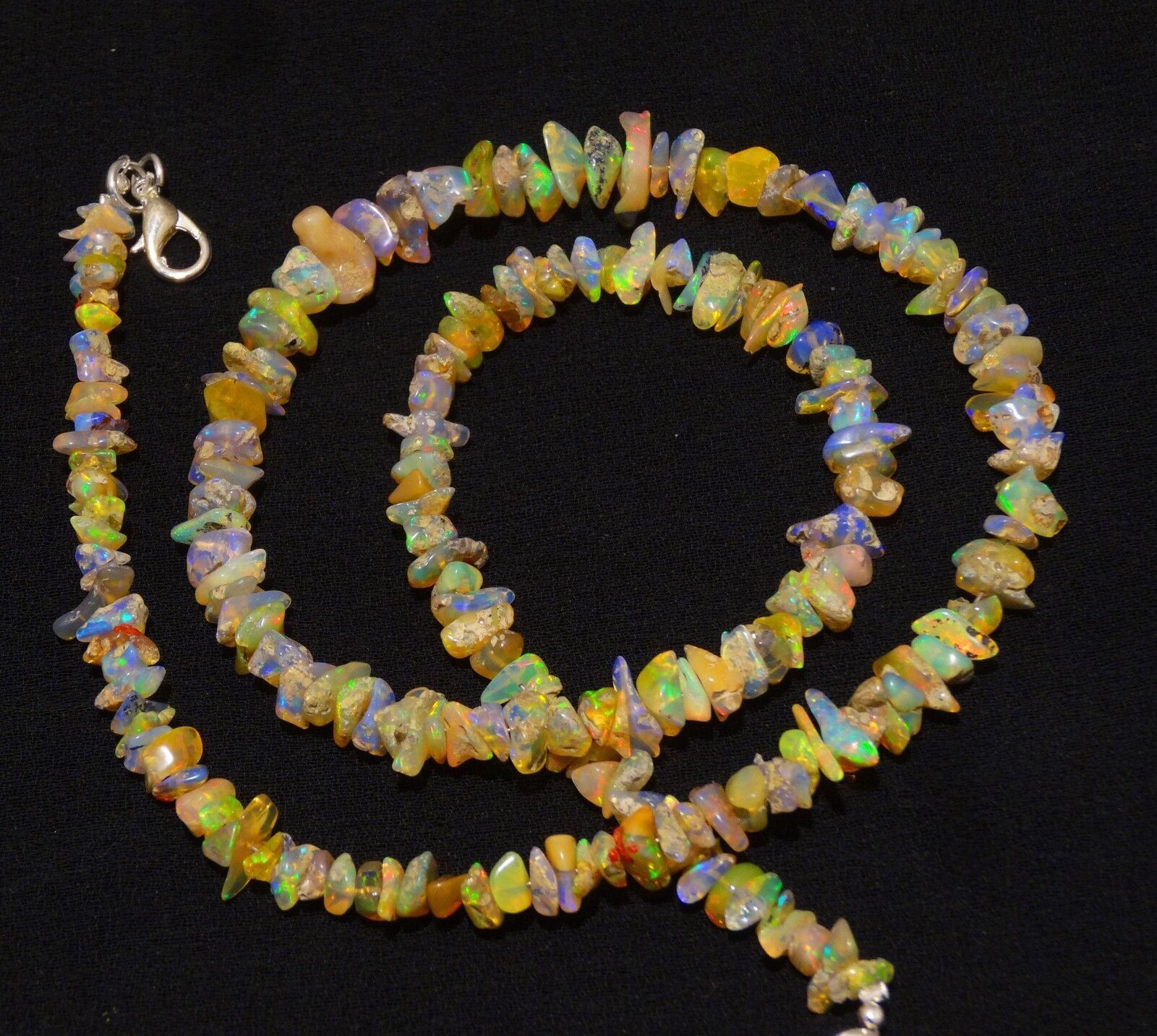 Natural Gem Ethiopian Welo Opal 5 to 8MM Approx. Uncut Beads Necklace 20″