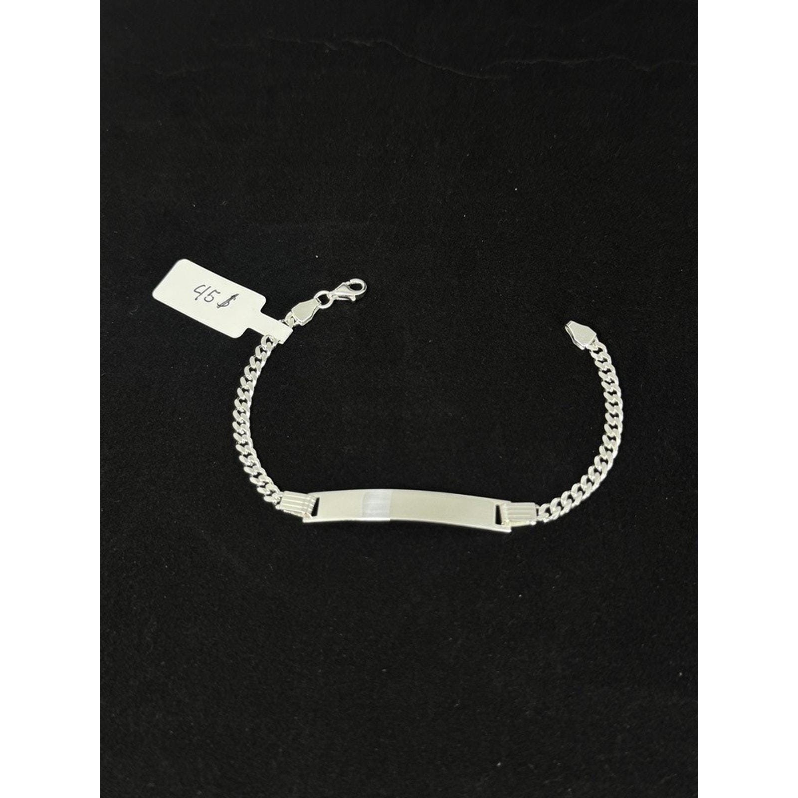 925Silver ID Bracelet 7 Inch 6 Grams Curb Link Chain Made in Italy