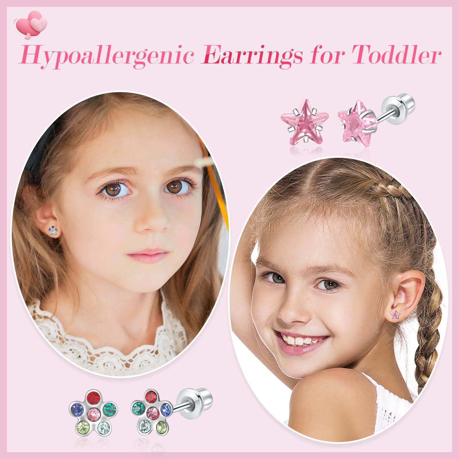 KANOUE 14 Pairs Surgical Steel Earrings Set for Toddlers, Kids, Women – Hypoa…