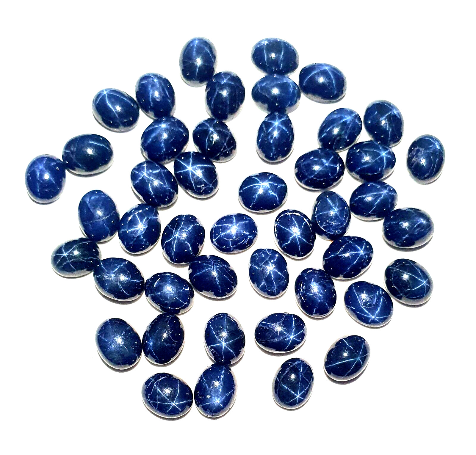 Natural Diffused Star Blue Sapphire Oval Cabochon Gemstone 5 Pcs 7*9 MM 17 CT
