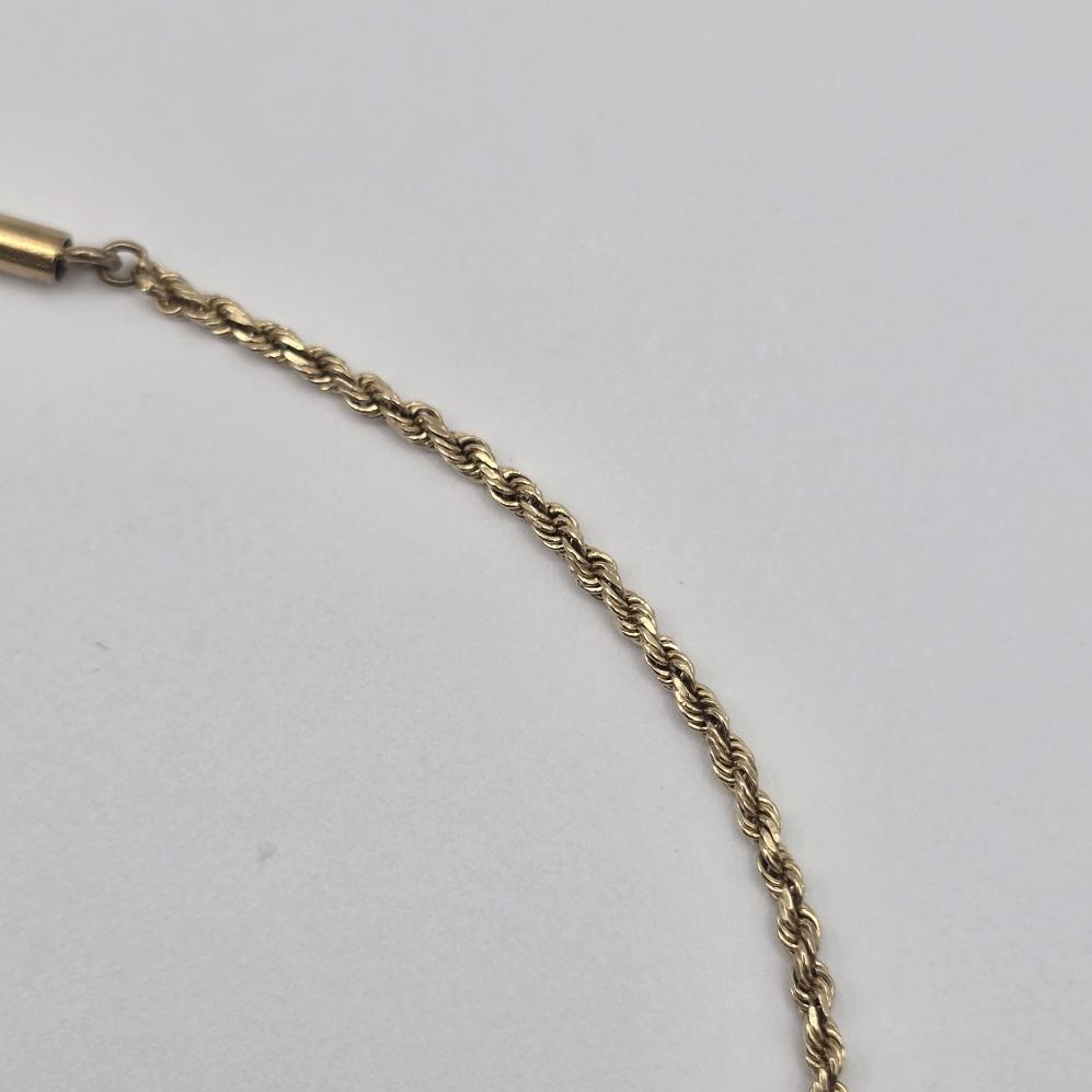 9.75″ 10K Yellow Gold 1.5mm Diamond-Cut Rope Link Ankle Bracelet Anklet w Safety