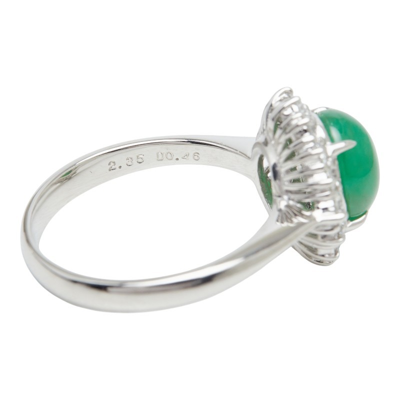 AUTHENTIC Ring ring Pt900 Platinum/Jade #13(JP Size) Women