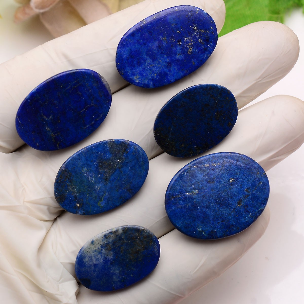6 Pcs Natural Lapis Lazuli 22mm-28mm Oval Cabochon Untreated Loose Gemstones Lot