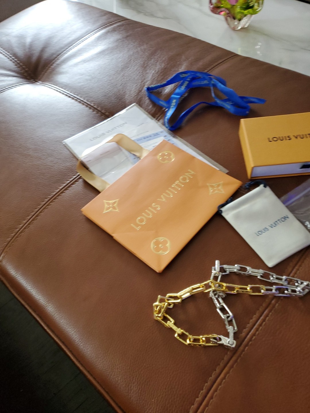 LOUIS VUITTON 20″ Chain Monogram Chain MENS Colorful Beautiful Unworn 2 Tones