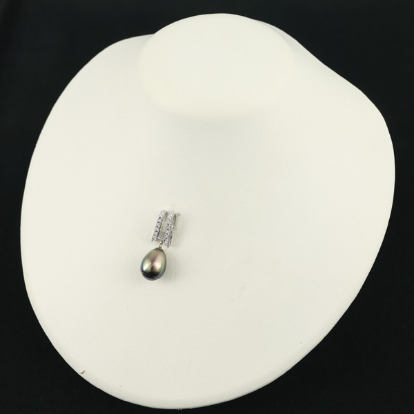 Black South Sea Pearl 11.6mm Diamond 0.27ct Pendant 900 Platinum