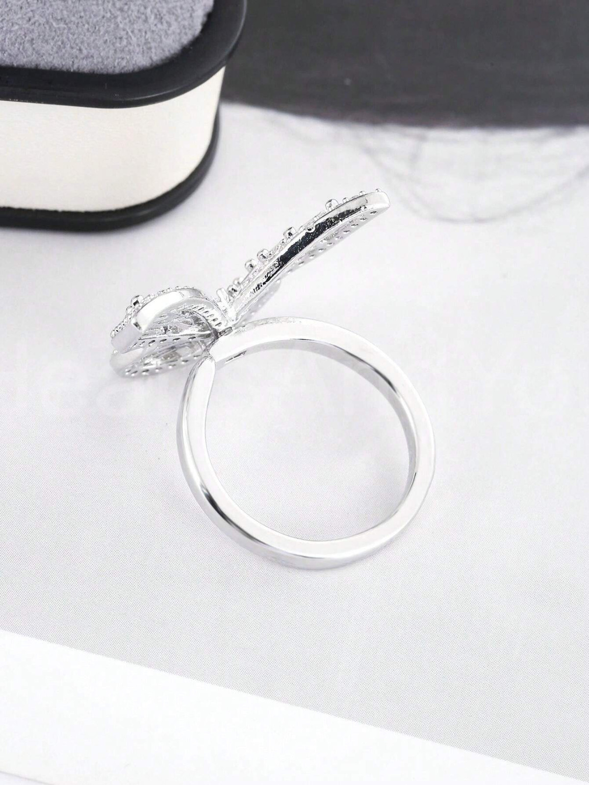 4ct Baguette Cut Simulated Diamond Butterfly Cocktail Ring 14K White Gold Plated