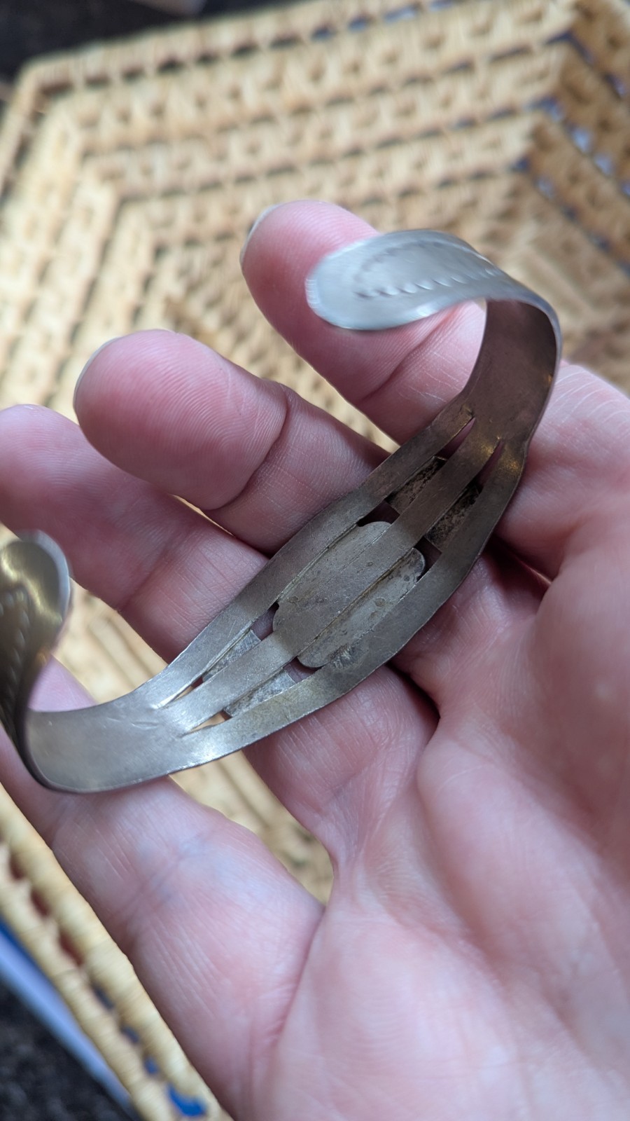 Vtg Fred Harvey Era Sterling Silver Native Turquoise Cuff 7″
