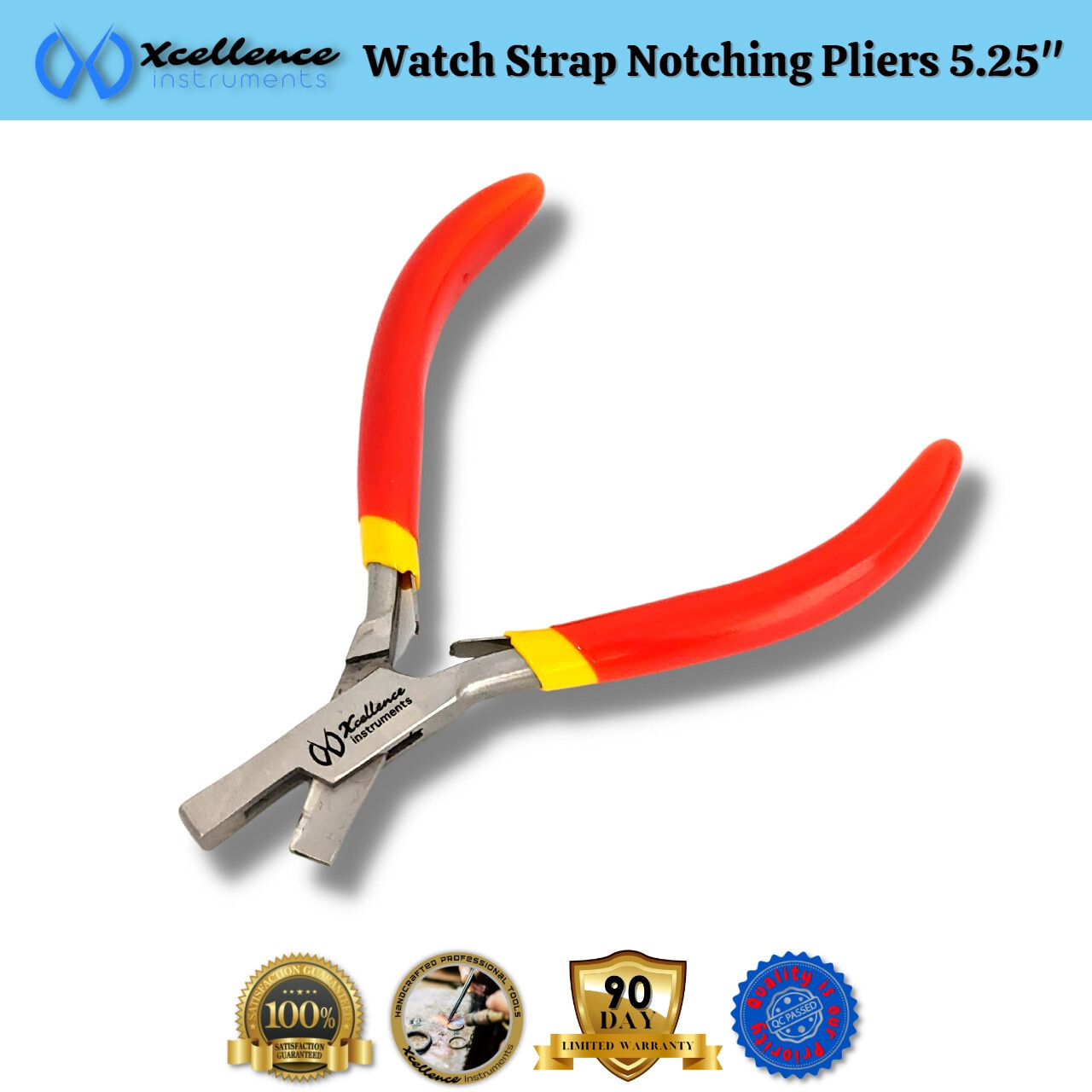 Xcellence Leather & Rubber Watch Strap Notching Pliers Repair Tools 5.25″ Red