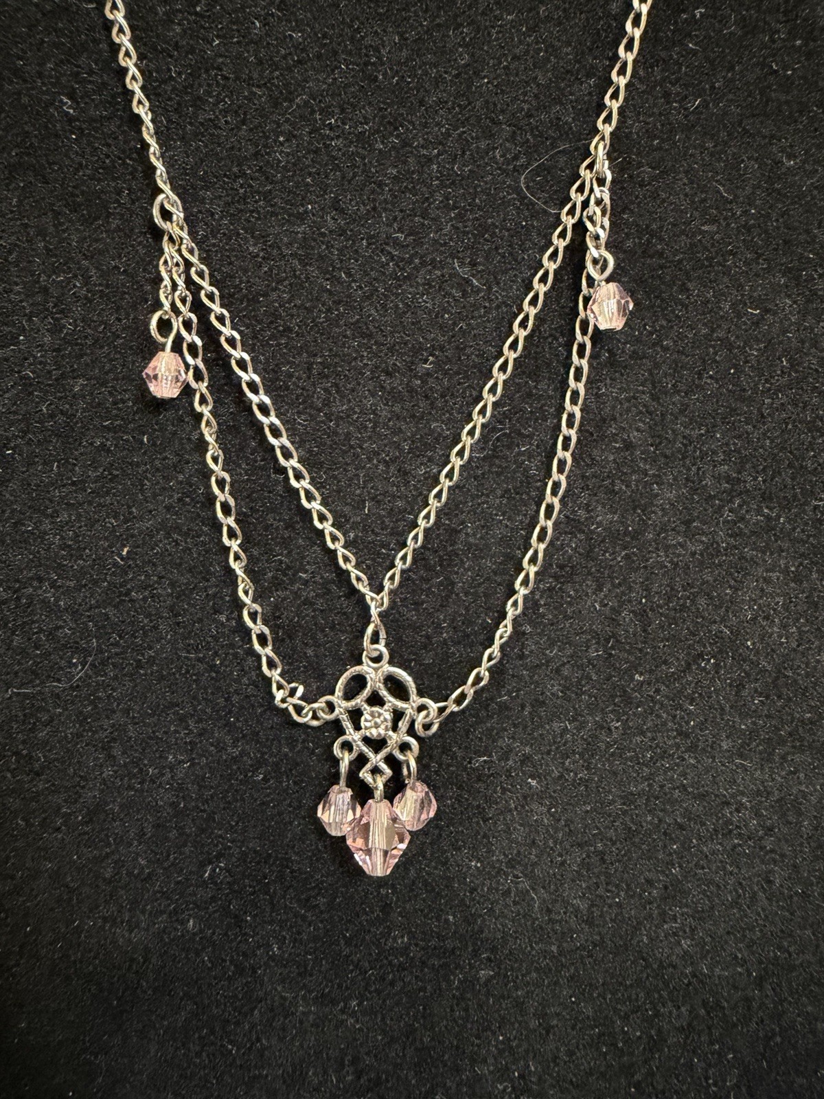 Robert Rose 16” Victorian Style Necklace Purple Crystal Drops Costume Jewelry