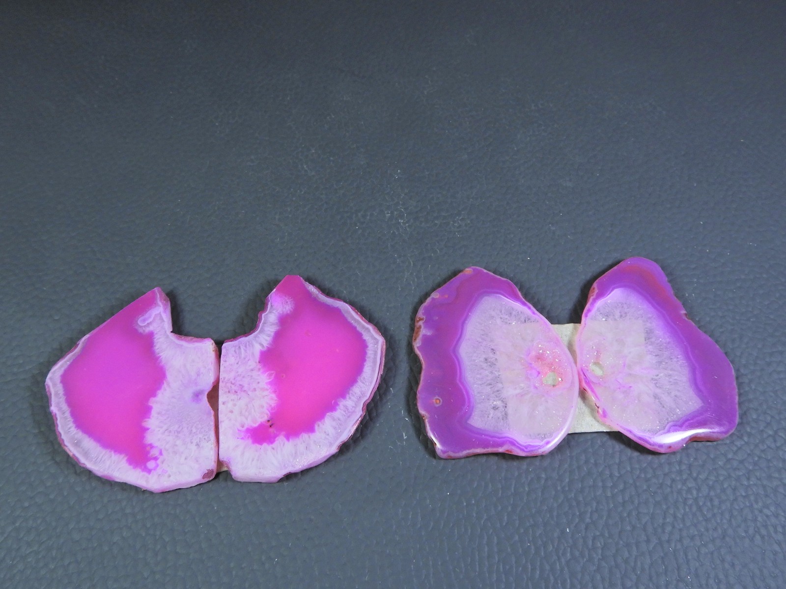 Dyed Slice Druzy Agate Matched pair Cabochon Loose Gemstone 2Pair Lot 218Cts B28