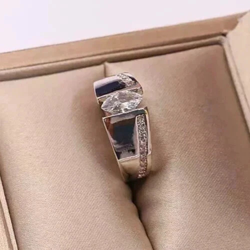 2 Ct Round Cut Simulated Diamond Wide Band Solitaire Engagement Ring 925 Silver