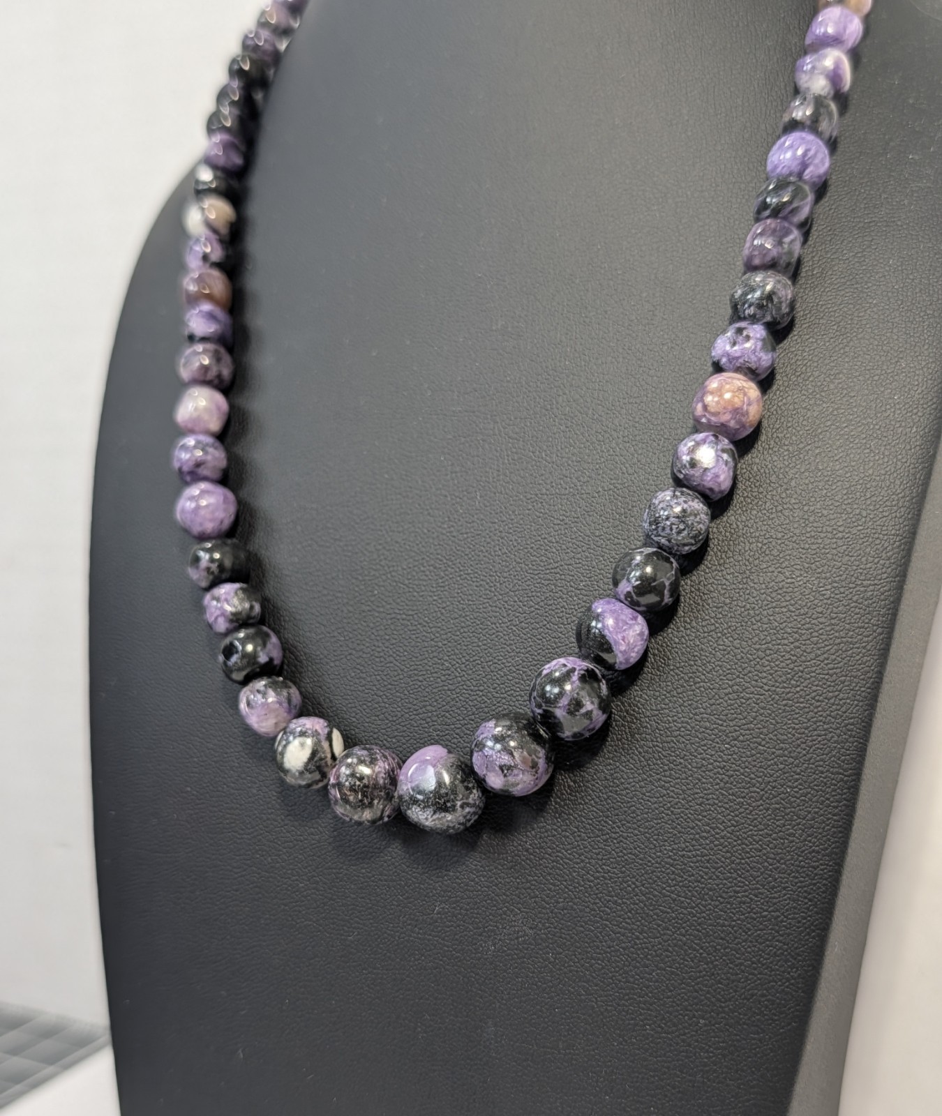 **(NOS) Jay King DRT 925S Charoite Beaded Necklace (~20″, ~50g) AQ-64