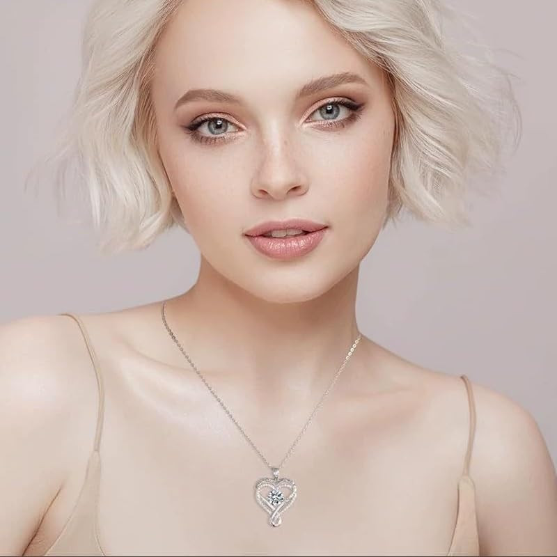 925 Silver Heart Necklace for Wife, Infinite Love Knot with Gift Box