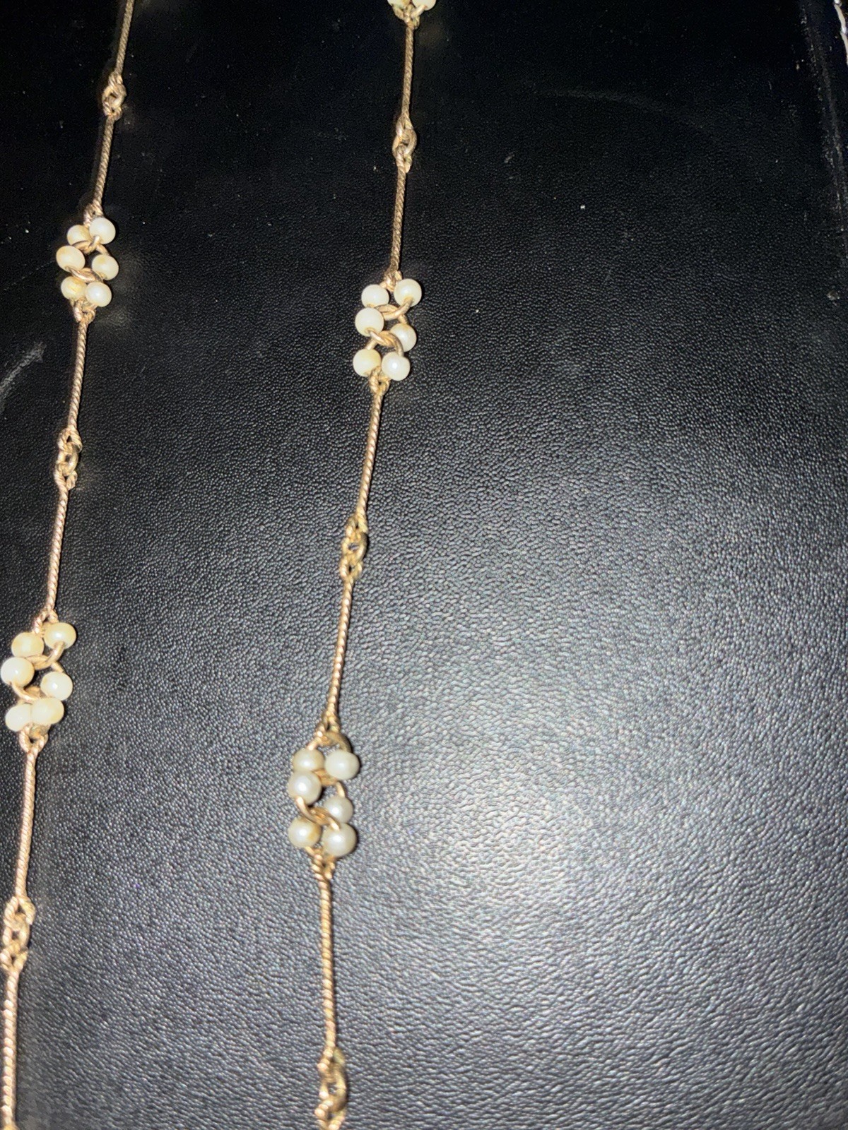 Avon Gold Tone Cable Chain Necklace, with faux pearls clusters