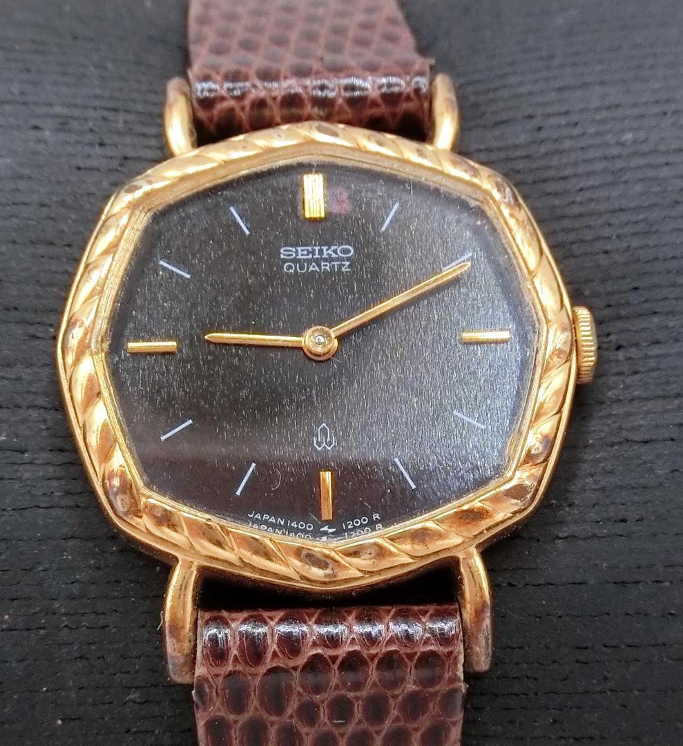 B Seiko SEIKO wristwatch, octagonal shape, 1400-5580, operation unconfirmed.