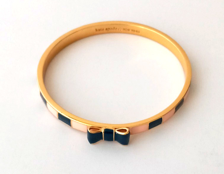KATE SPADE New York Enamel Bow Pink Navy Bangle Bracelet