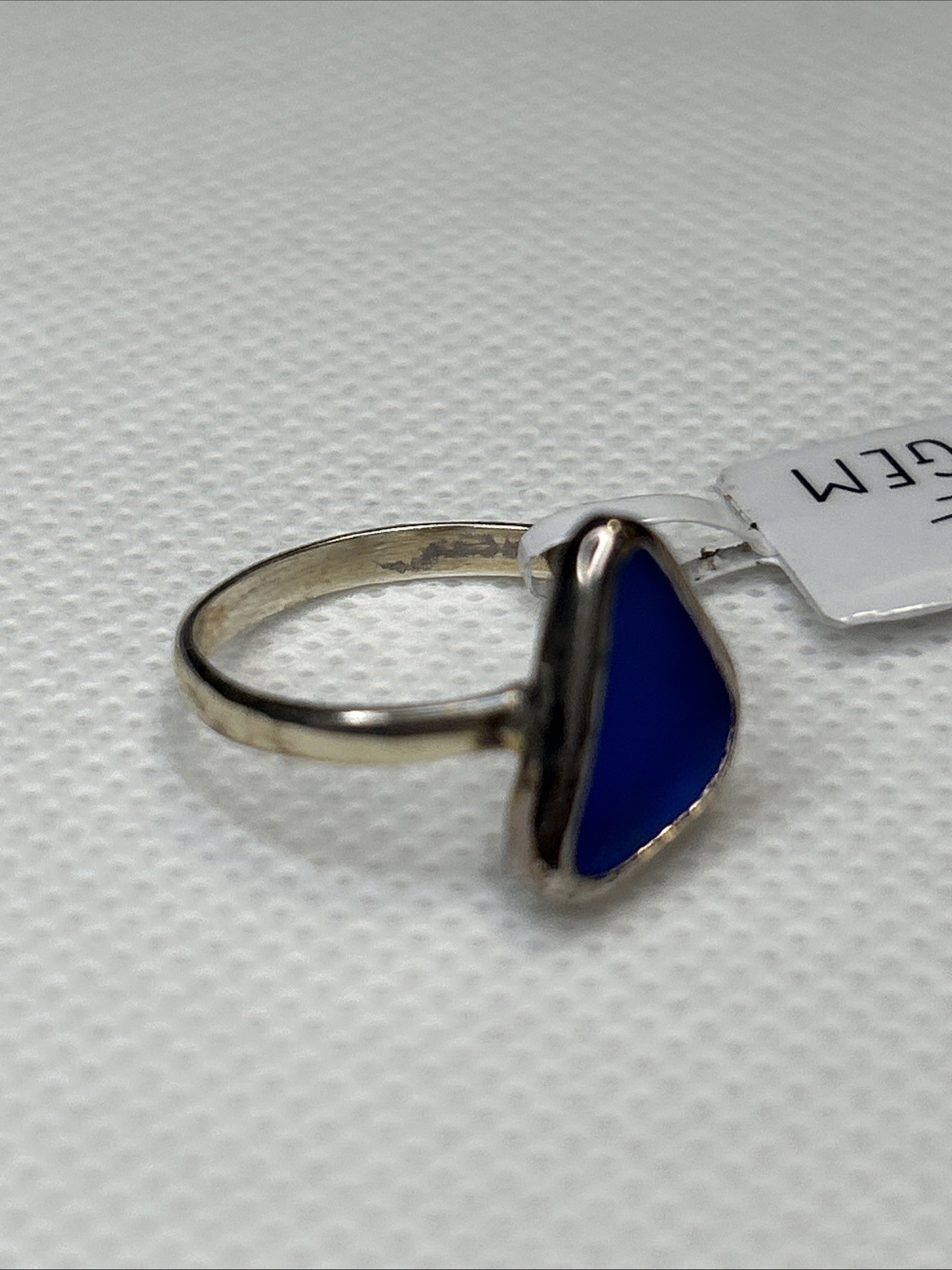 Salty Gem Blue Sea Glass Ring Sz9 Sterling Silver
