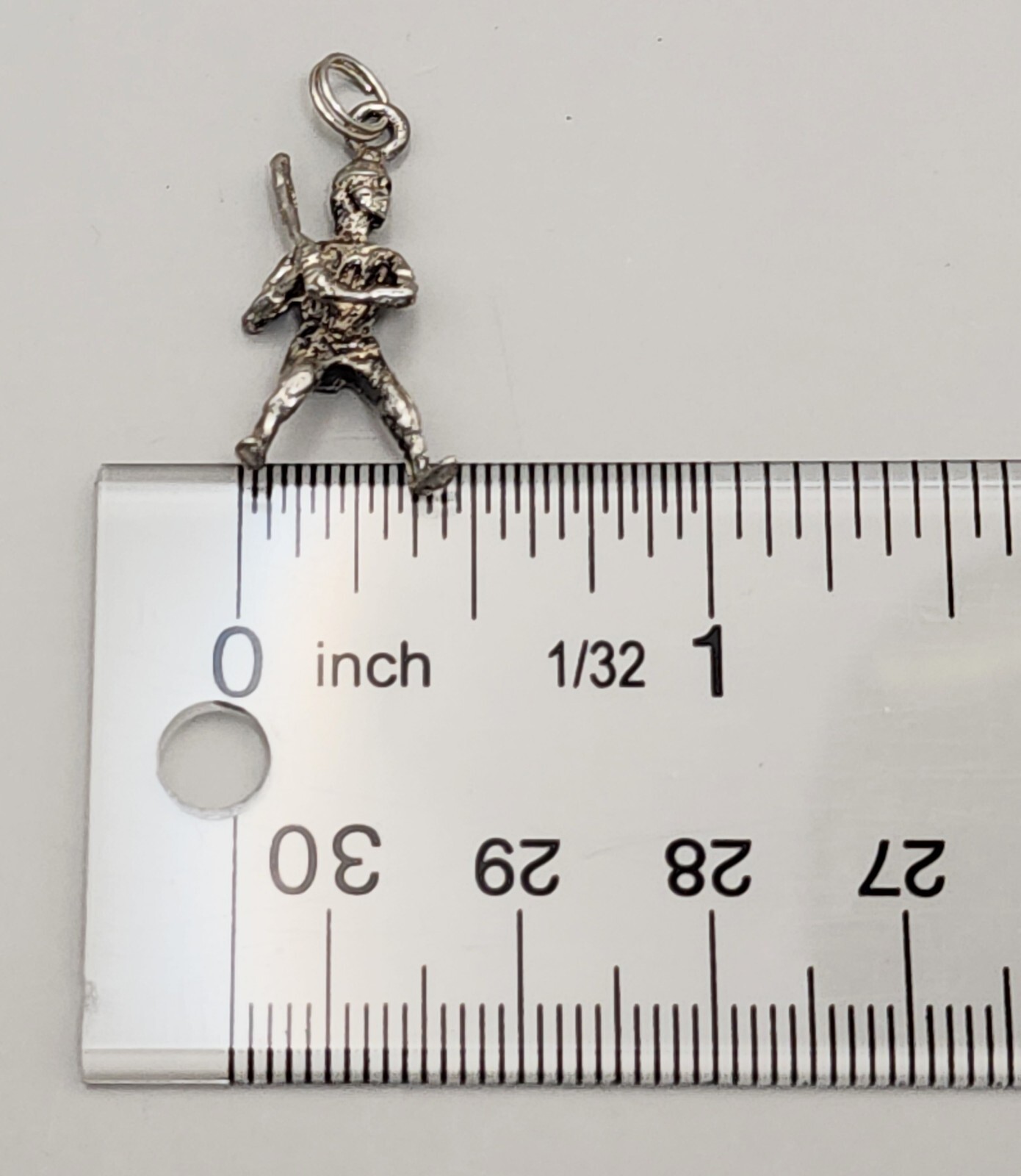 Sterling Silver Baseball Pendant Charm 2 Grams Batter 1 x1/2″ Vintage 3D Estate