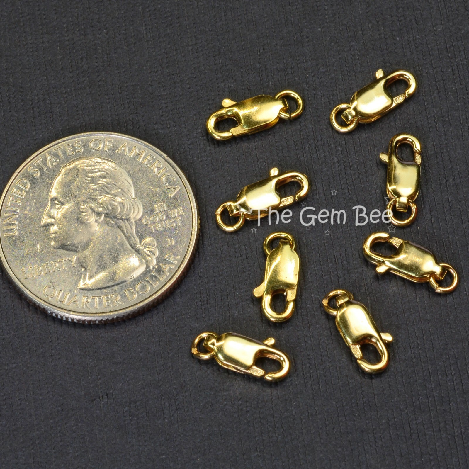 5mmx10.3mm 18k Solid Yellow Gold Lobster Clasp With Open Jump Ring