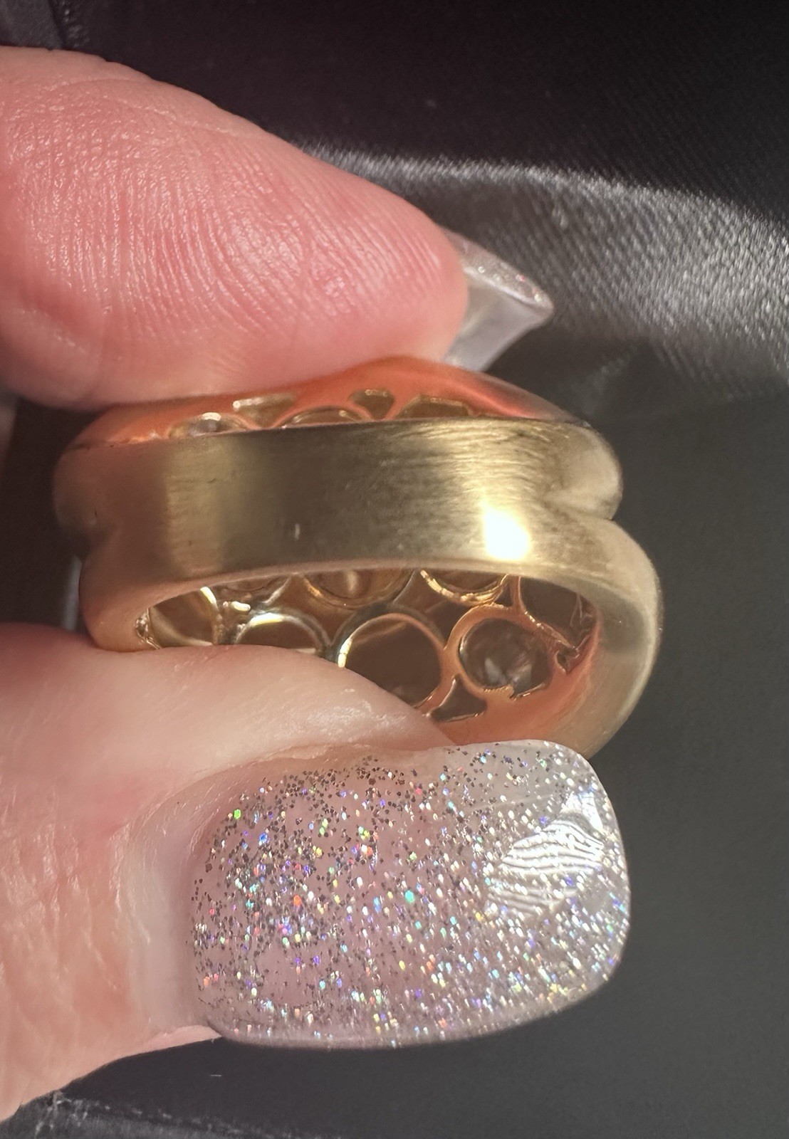 14KT YELLOW GOLD DIAMOND FREE FORM SATIN FINISH RING ~ SHOPNBC ~ Size 6