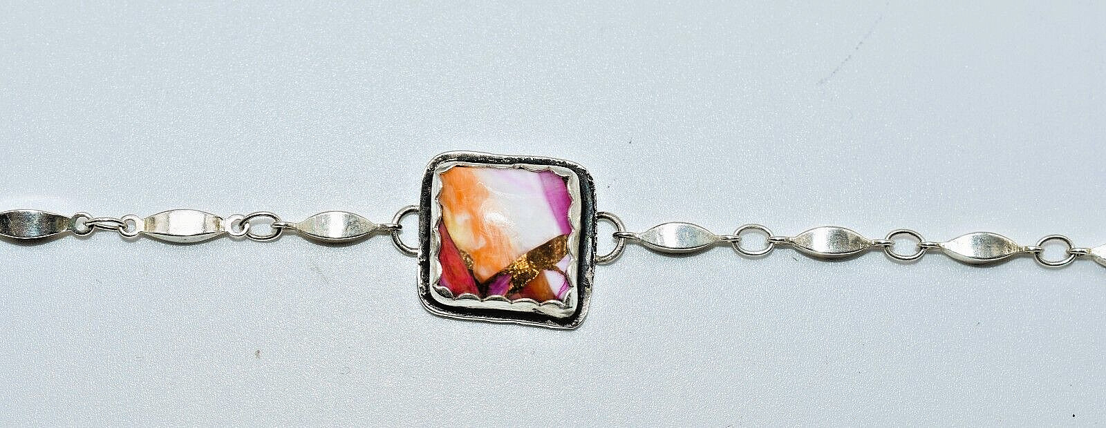 Orange Dahlia Sterling Silver Ankle Bracelet 9-3/4 inch by Ryan Schoolfield