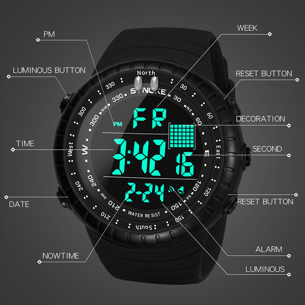 30M Waterproof Military Army Green Camouflage Watch Digital Wrist Watch Men