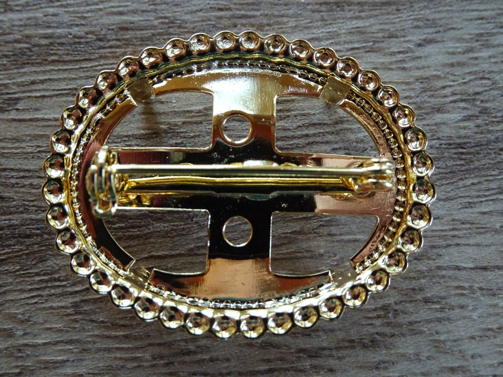 Beaded Horizontal Hamilton Bright Gold Plated Brooch 22x30mm (pkg 12) 0495