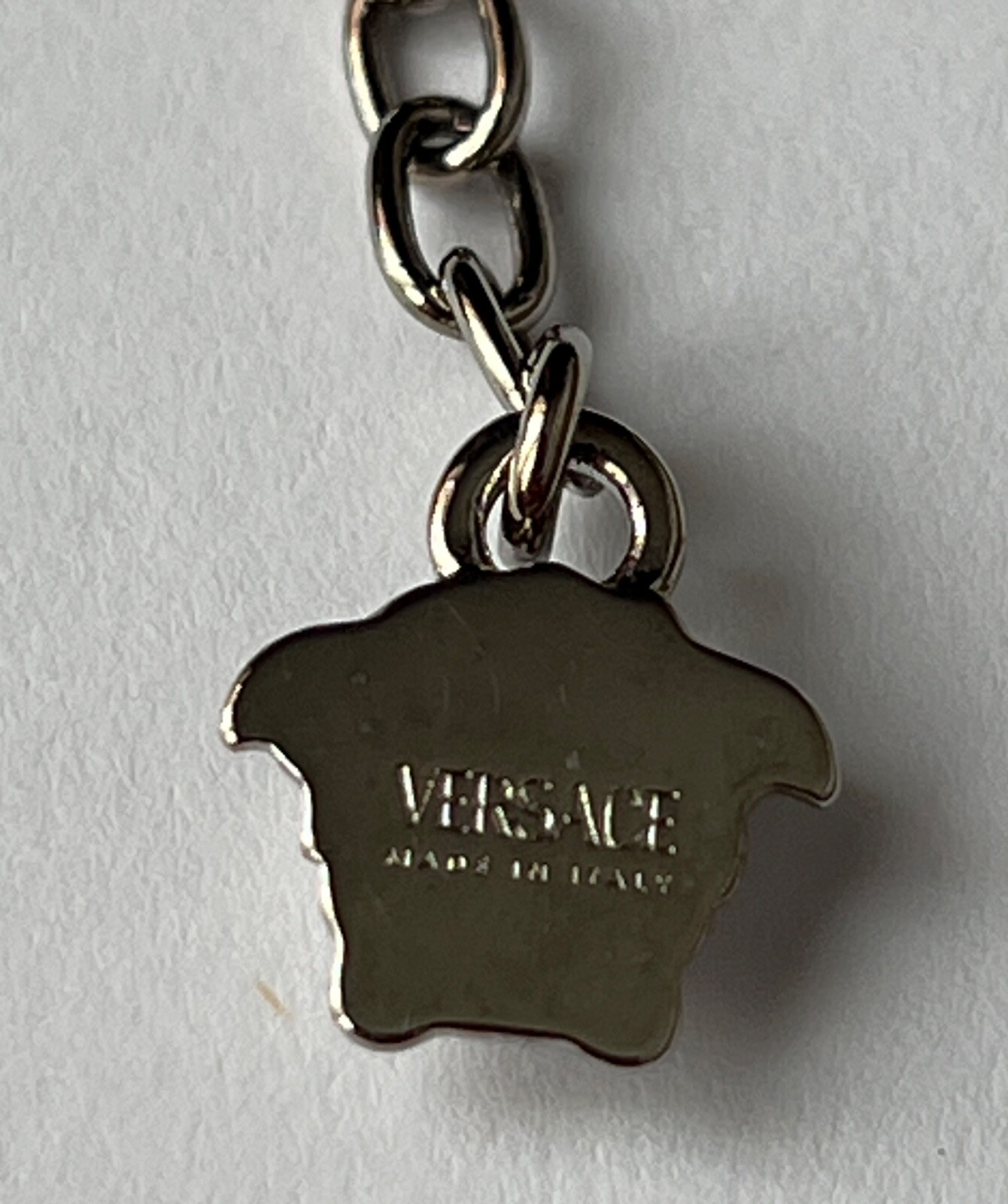 NIB Versace Nautical Anchor Logo Large Silver Sphere Round Pendant Necklace $975