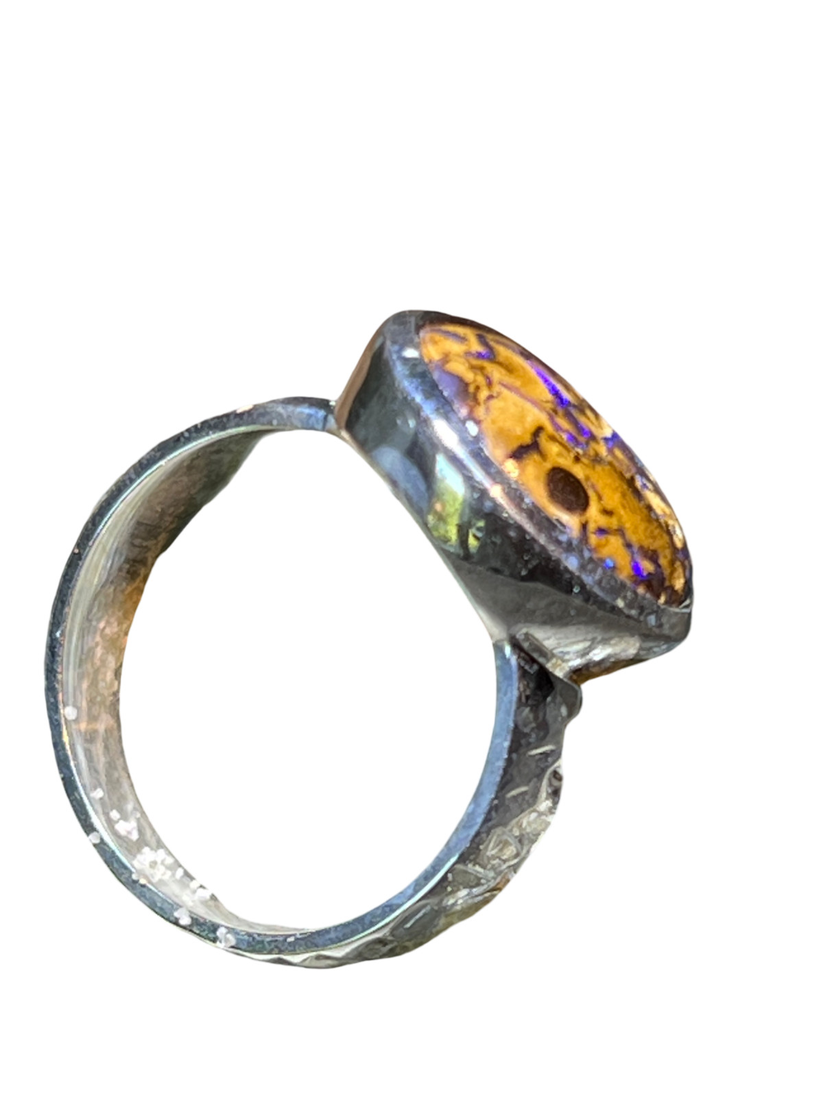 Boulder Opal Sunday Prize Crystal Track Opulent Azure Sterling Silver Ring Deuter