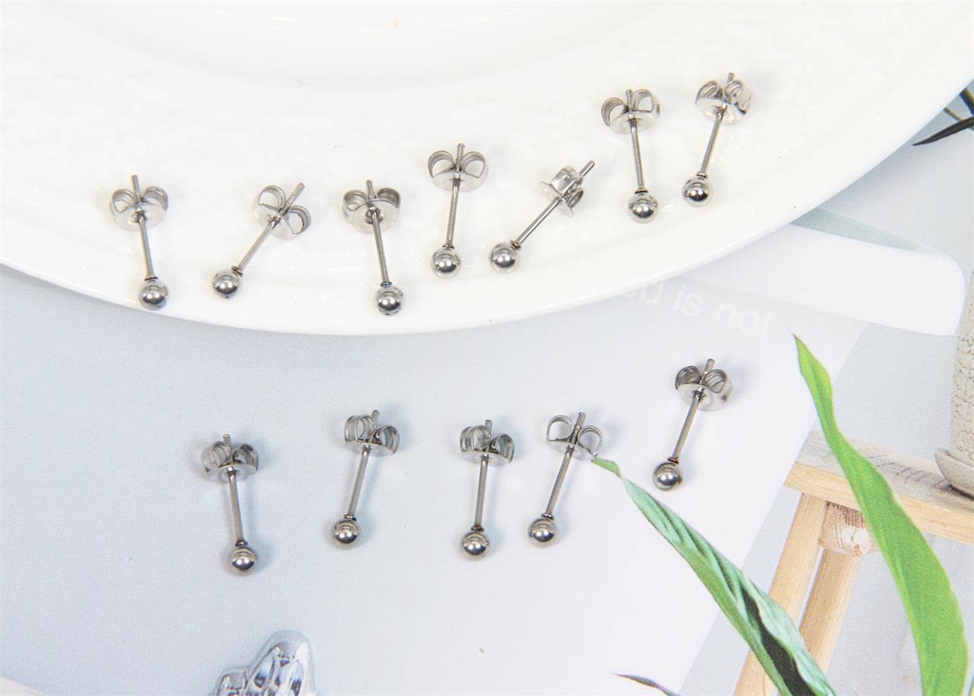 3mm Silver Ball Stud Earrings for Women, Small Silver Stud Earrings Tiny Metal S