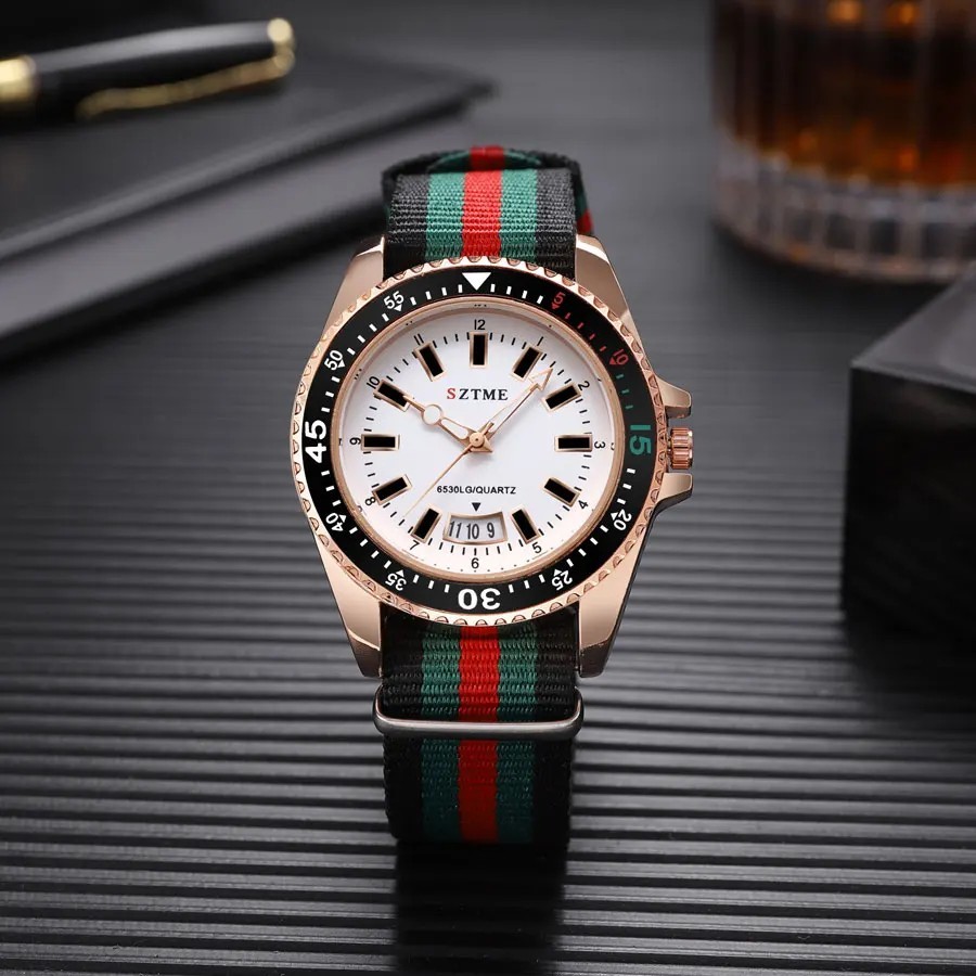 Mens Fashion Watch Quartz Wrist Watch Casual Business Nylon Strap Accessories