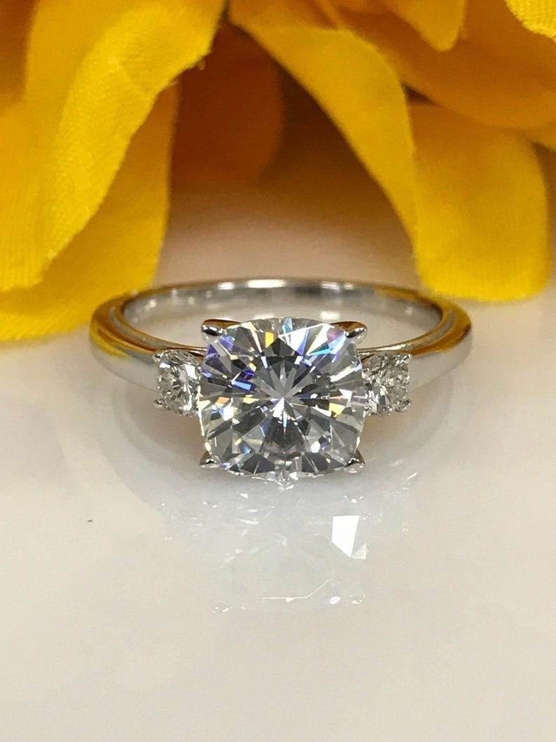 White Diamond 2.80 Ct Cushion Cut Lab-Created Wedding Ring 925 Sterling Silver