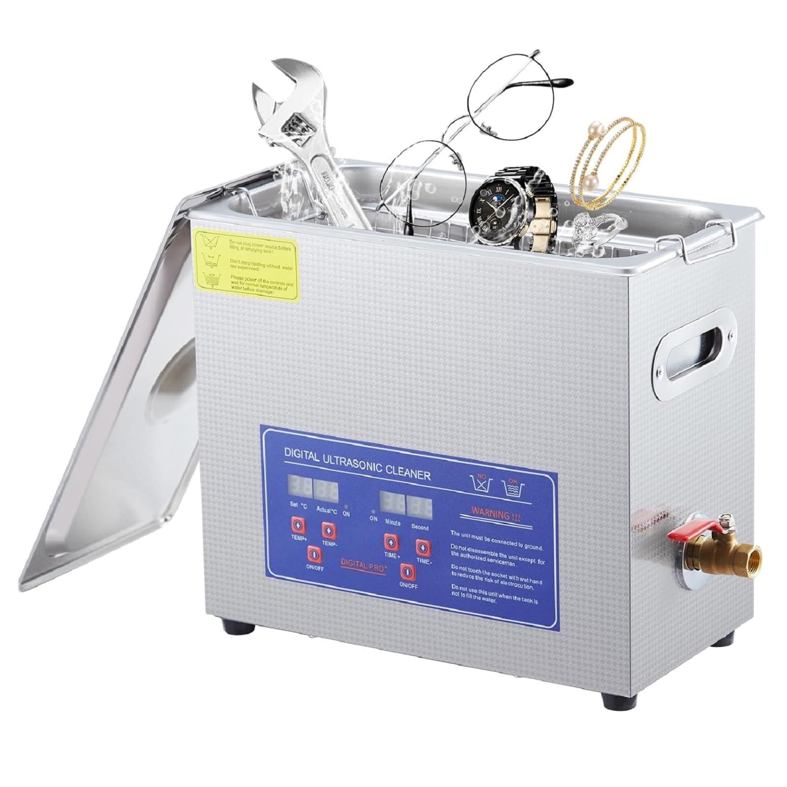 Industrial Heated Ultrasonic Cleaner 6.5L/1.72Gal 180W 40kHz | Commercial-Gra…