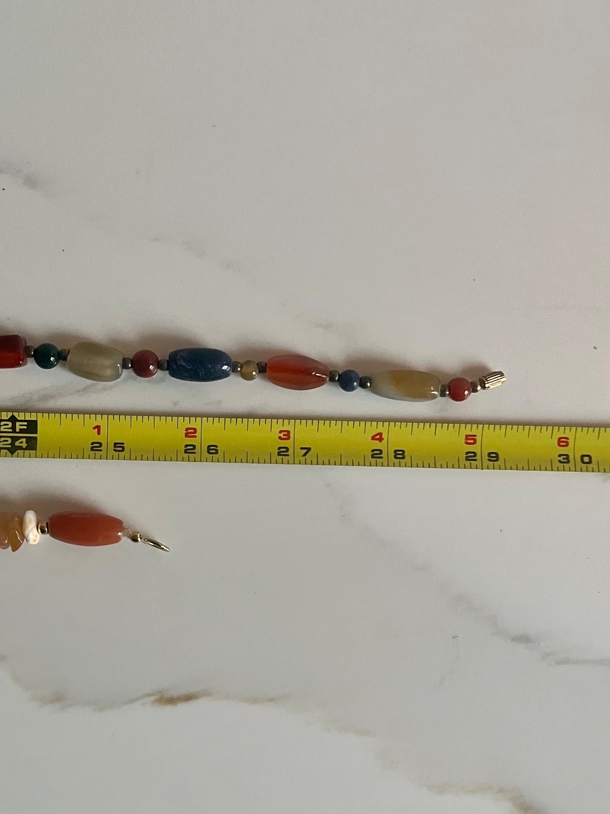 Lot of 2 Vintage Multi Color Agate Quartz Beads Various Gemstones Necklaces