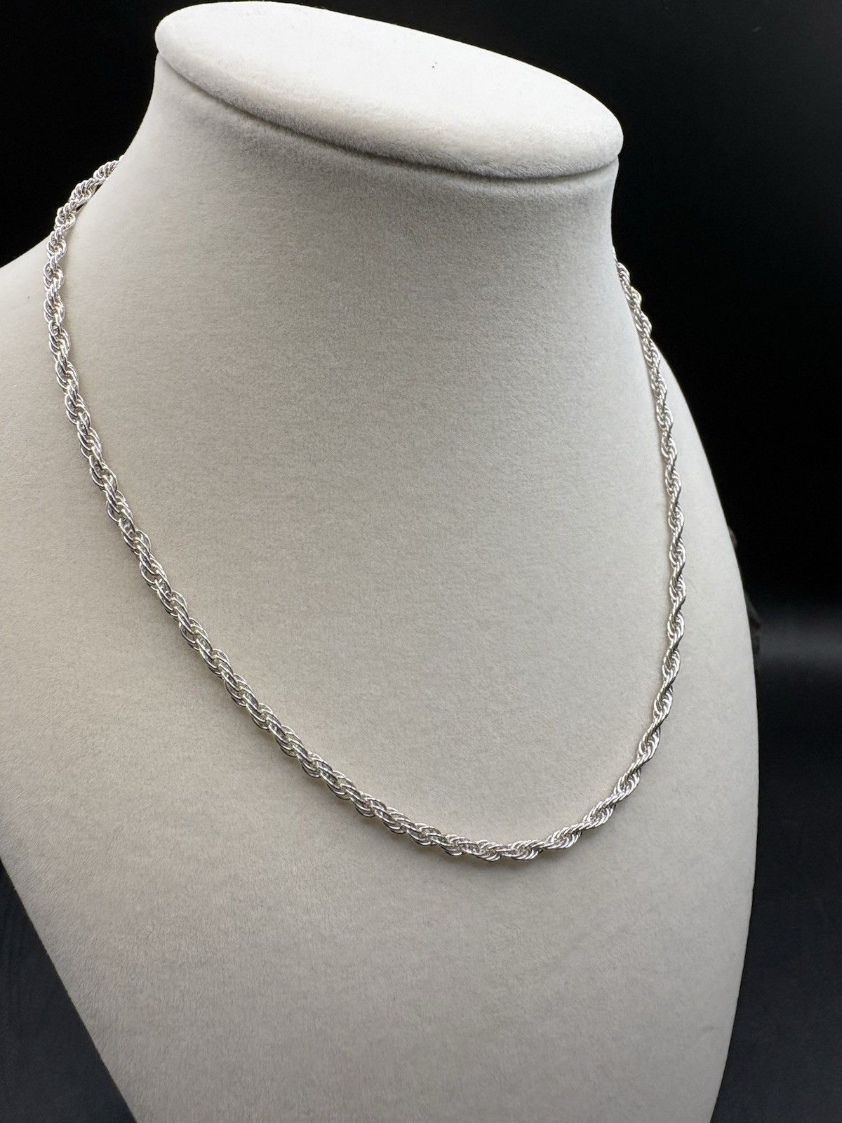 VTG 16” Sterling Silver 1990s Italy Rope Twist Link Chain Necklace Estate 925