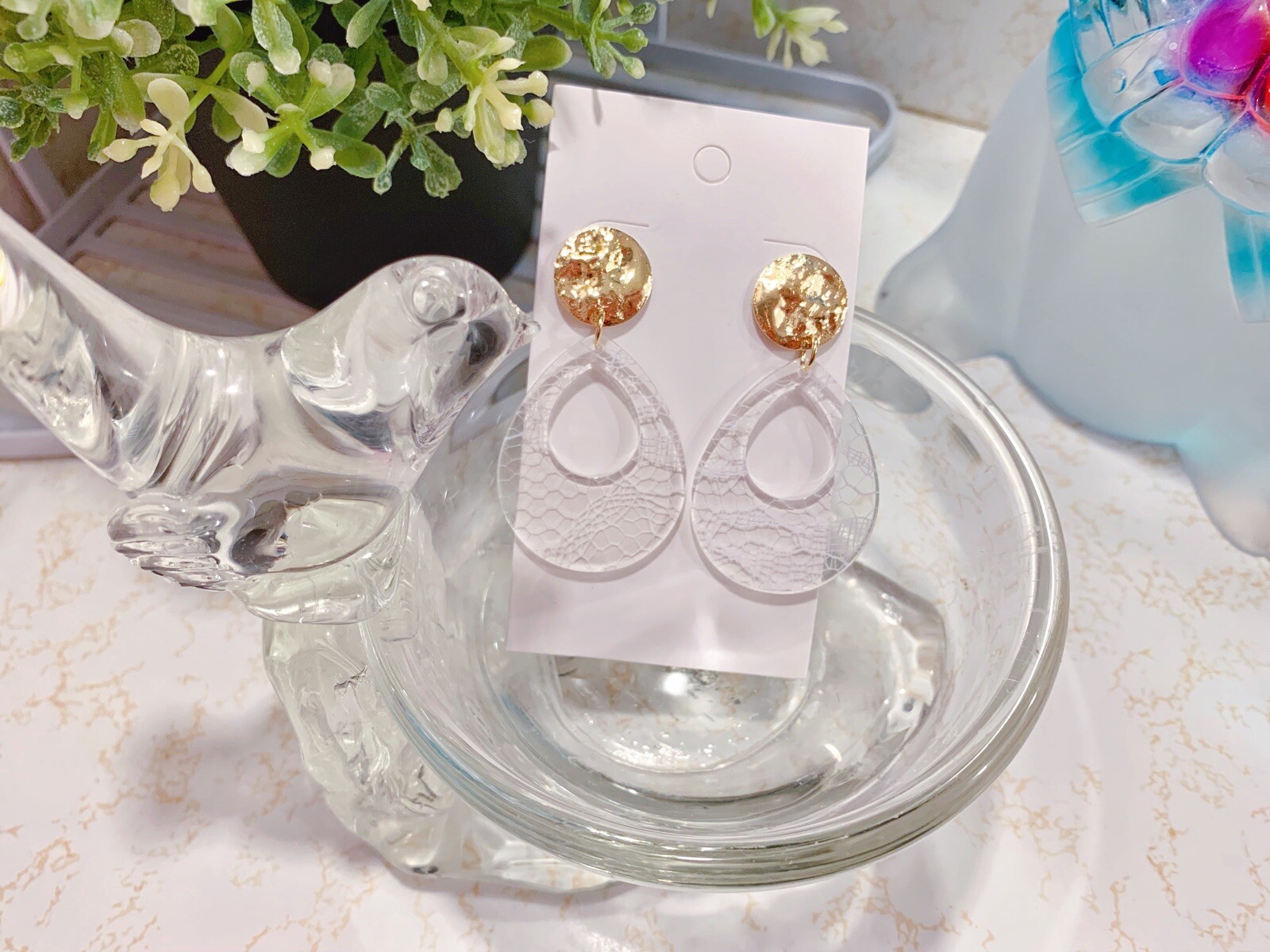 Handmade Multi Choose Shell Resin Earrings With Gold Plated Post