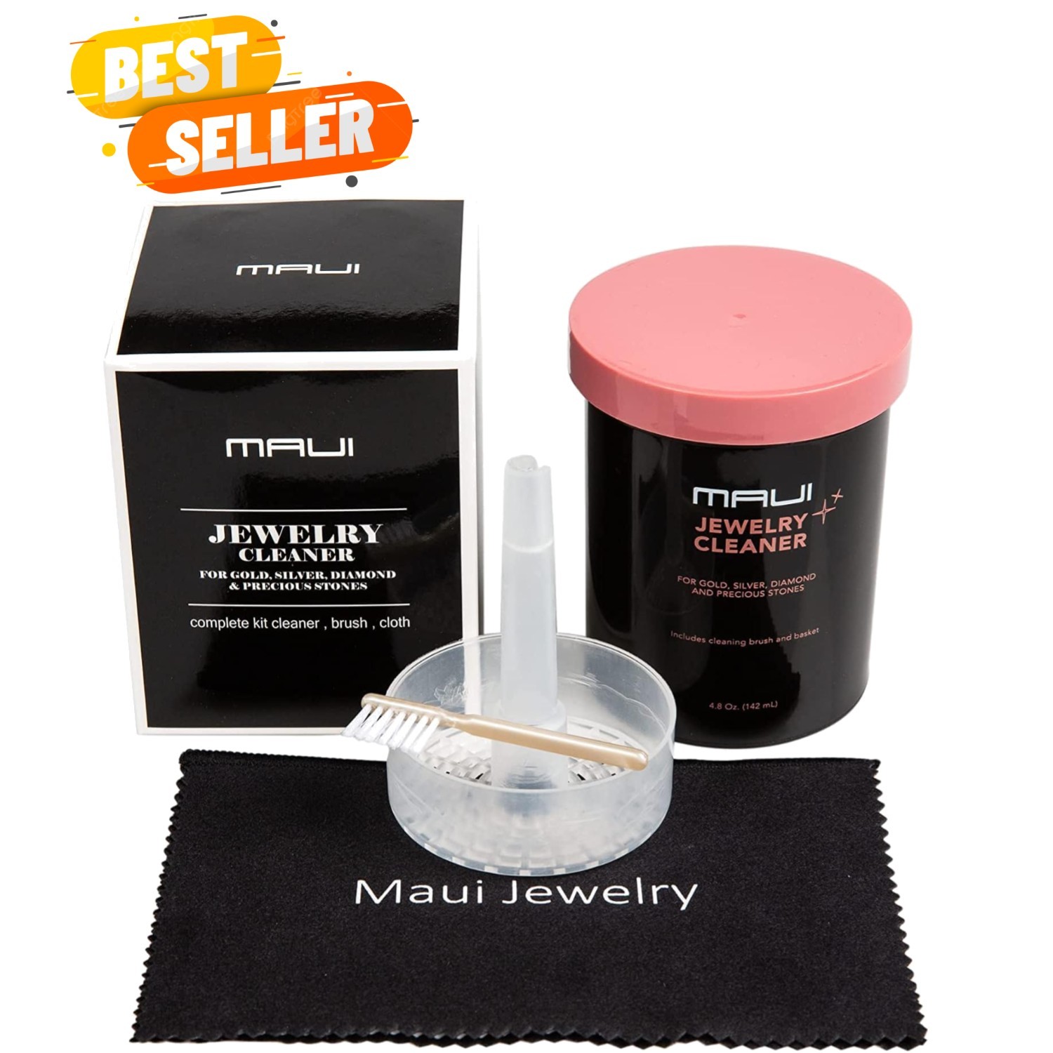 Jewelry Care Kit – 4.8 oz Gold & Silver Cleaner with Cloth & Accessories